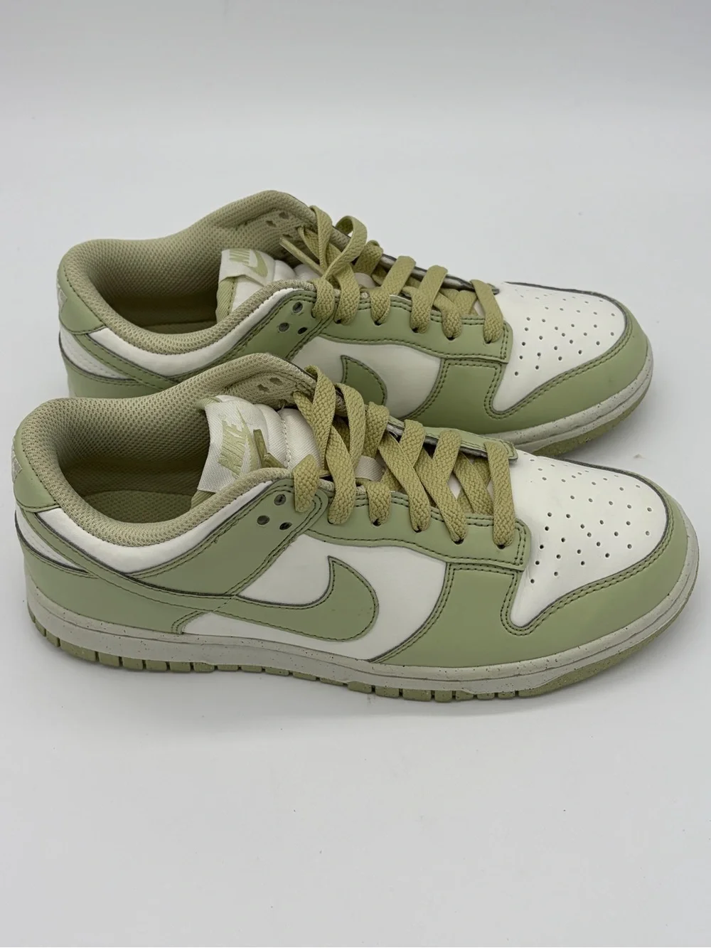 Nike Dunk Low-Top Sneakers in Sage Green and White Women’s 7
